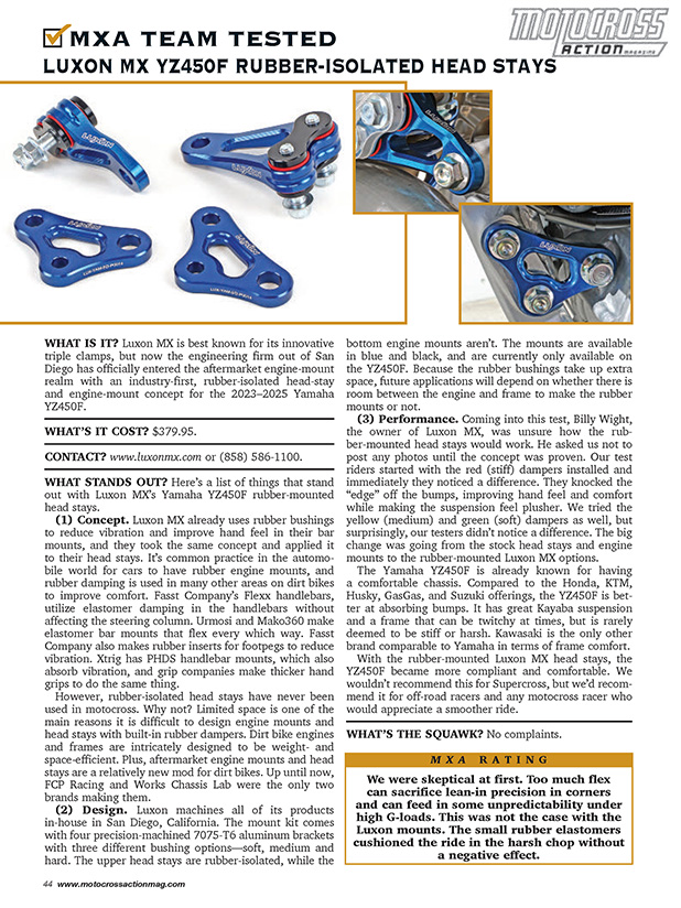 MXA Rubber Isolated Engine Mount Review